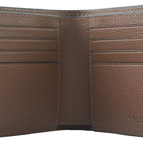 Coach Men's 3 in 1 Compact ID Leather Wallet With Key Fob F64118 Dark Saddle - Picture 4 of 6